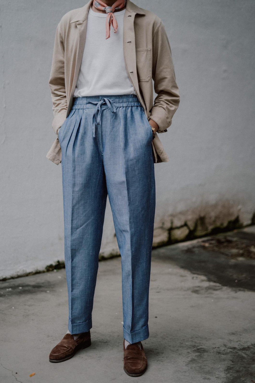 P002 Pleated Drawstring Trousers